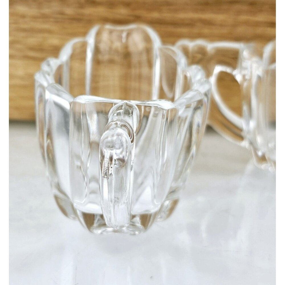Heisey Crystolite Cream & Sugar Set 2.5" vertical ribbed art deco handle - Picture 7 of 15